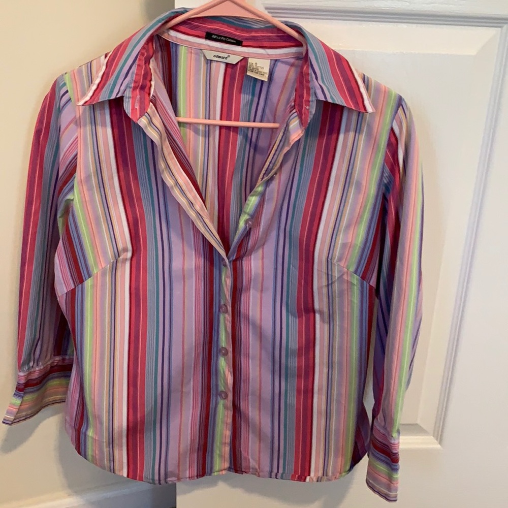 Cotton Spring Striped Blouse by Edward